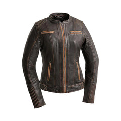 Women's Moto Biker Black Leather Jacket