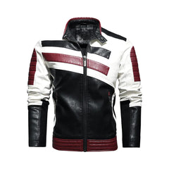 Men's Striped Warm Winter Moto Jacket