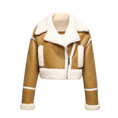 Women's Shearling Asymmetrical Cropped Jacket