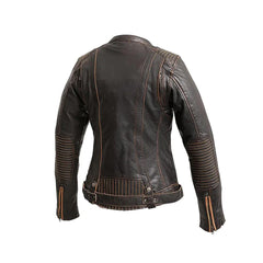 Women's Moto Biker Black Leather Jacket