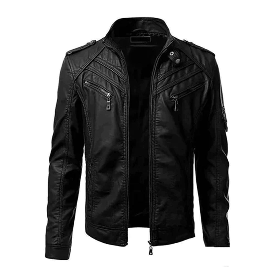 Black Mens Motorcycle Leather Jacket