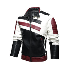 Men's Striped Warm Winter Moto Jacket