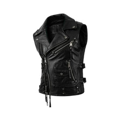 Men's Black Vintage Full Zip Original Moto Vest