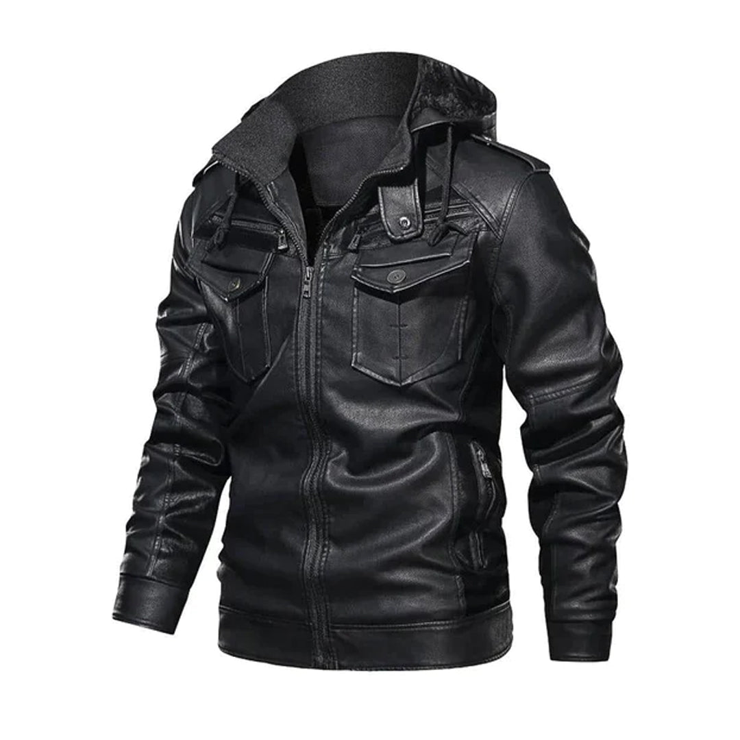 Black Leather Cafe Racer Jacket