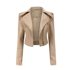 Women Apricot Kirsten Asymmetrical Style Original Leather Jacket