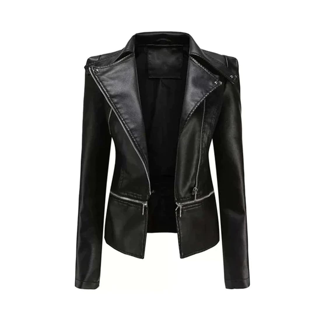 Women Kirsten Asymmetrical Style Original Leather Jacket – Nomad Nappa
