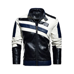 Men's Striped Warm Winter Moto Jacket