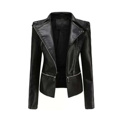 Women Black Kirsten Asymmetrical Style Original Leather Jacket