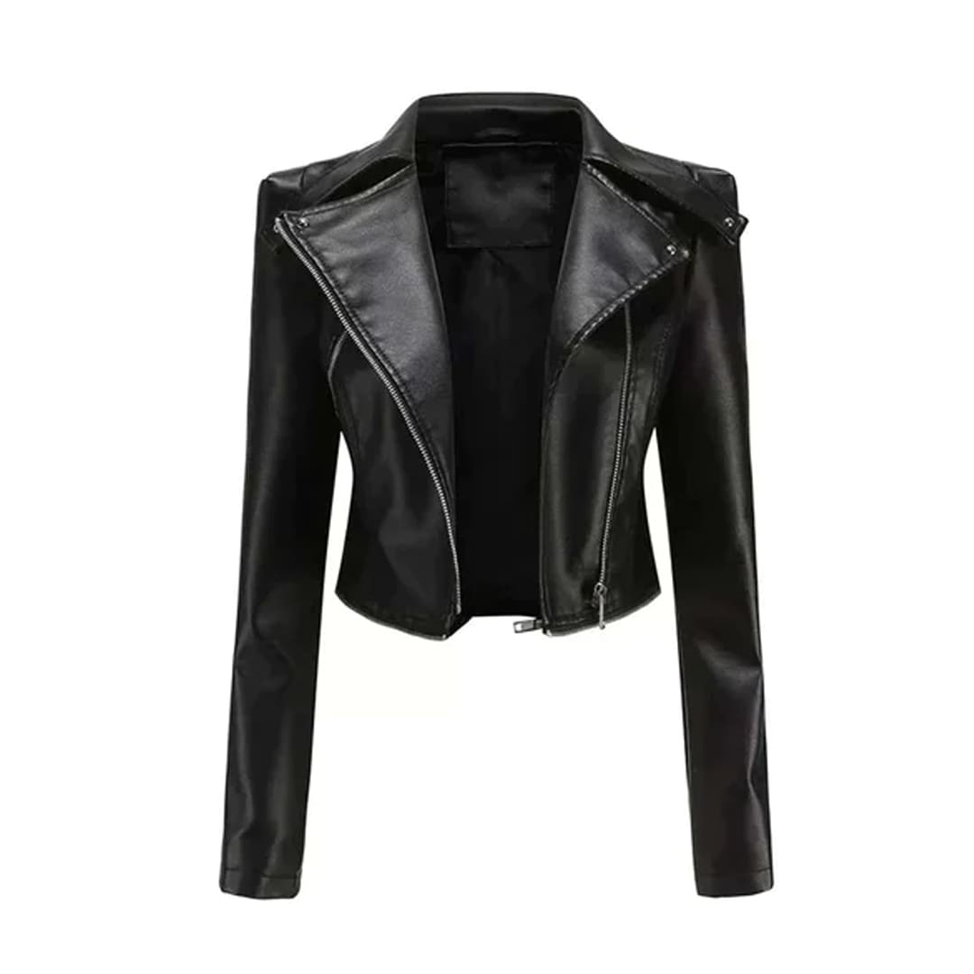 Women Black Kirsten Asymmetrical Style Original Leather Jacket