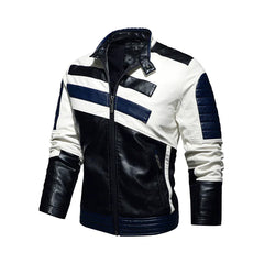 Men's Striped Warm Winter Moto Jacket