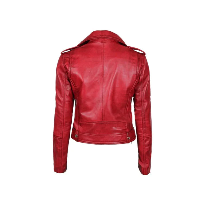 Women's Asymmetrical Original Leather Biker Jacket