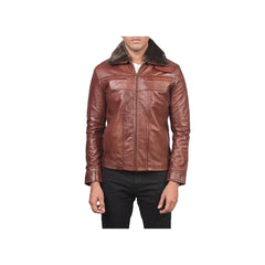 Men's Full Zip Fur Collar Original Leather Jacket