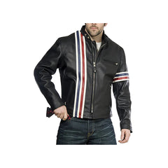 Men's Vertical Striped Motorcycle Jacket