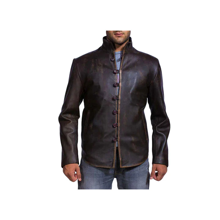 Men's Front Buttoned Original Leather Jacket