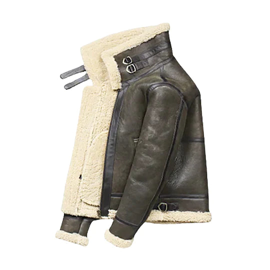 Men's Shearling Adjustable Waist Original Leather Jacket