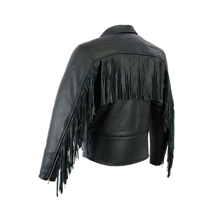 Women's Fringe Tassel Adjustable Belt Moto Jacket