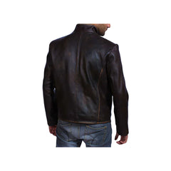 Men's Front Buttoned Original Leather Jacket