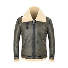 Men's Shearling Adjustable Waist Original Leather Jacket