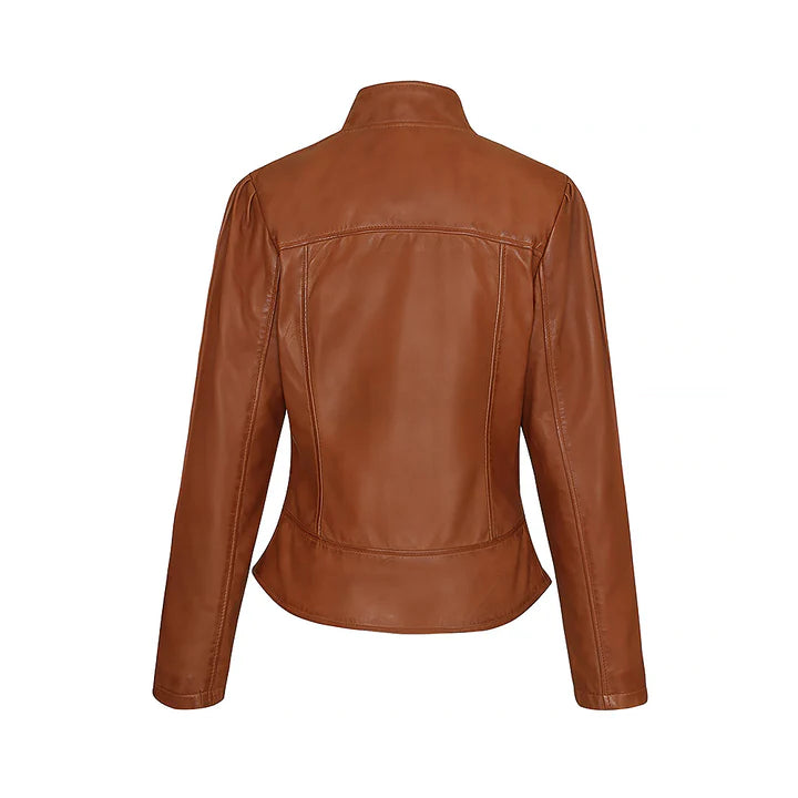 Women's Brown Slim Fit Premium Leather Jacket