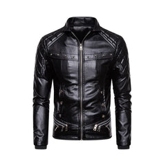 Black Men's Removable Fur Collar Jacket