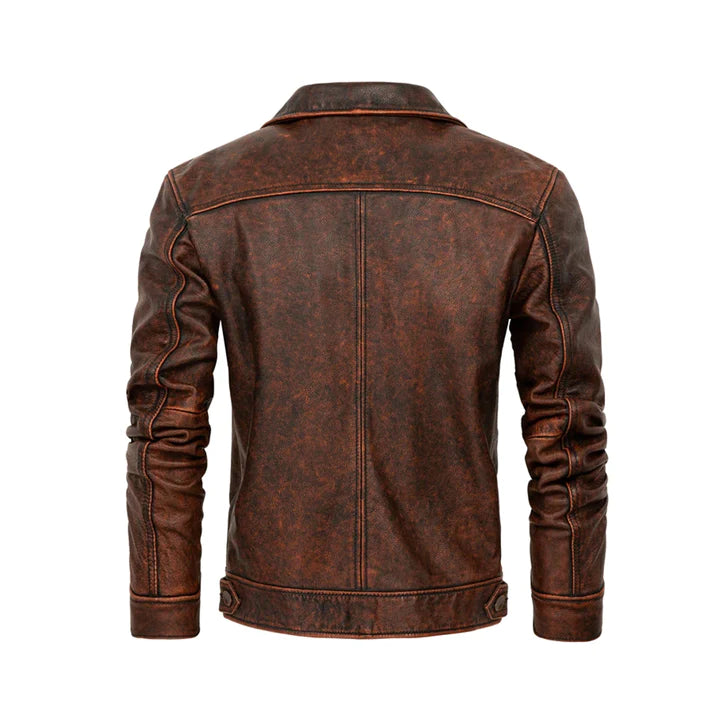 Men's Vintage Distressed Style Genuine Leather Jacket