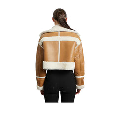 Women's Shearling Asymmetrical Cropped Jacket