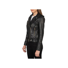 Women's Belted Asymmetrical Original Leather Moto Jacket