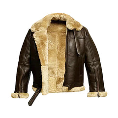 Brown Men's FUR Bomber Jacket