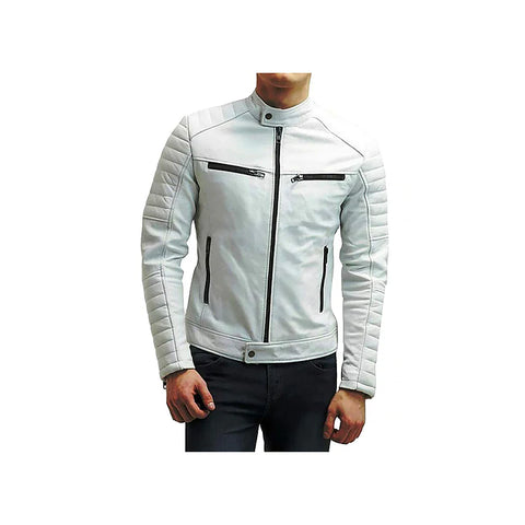 Men's Genuine Leather Moto Slim Fit Jacket