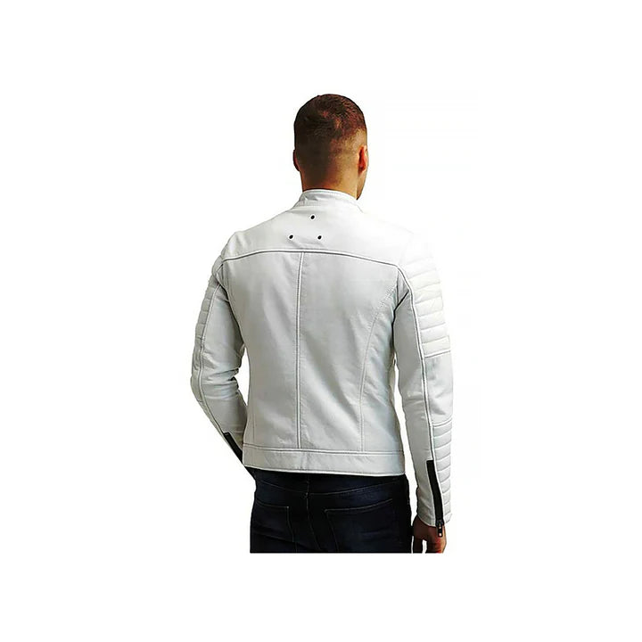 Men's Genuine Leather Moto Slim Fit Jacket