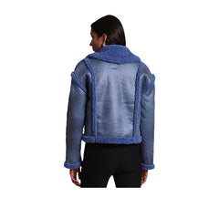 Women's Blue Original Fur Cropped Jacket