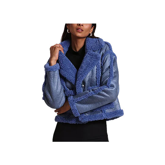 Women's Blue Original Fur Cropped Jacket