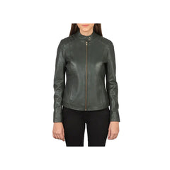 Women's Snap Collar Original Leather Biker Jacket