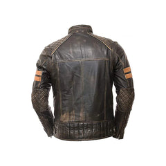 Men's Distressed Cafe Racer Leather Jacket