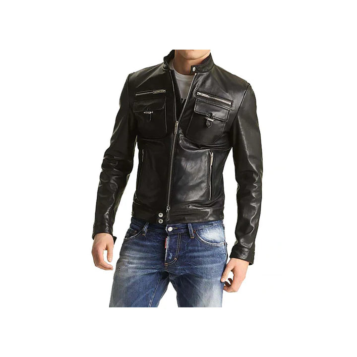 Men's Slim Fit Moto Leather Jacket