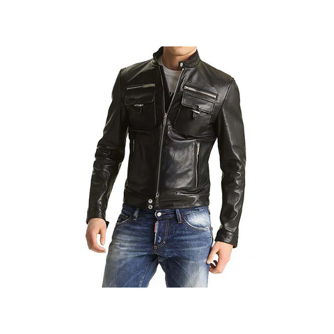 Men's Slim Fit Moto Leather Jacket