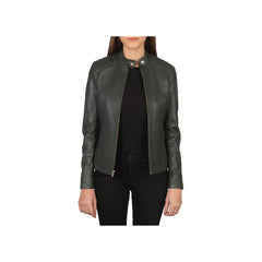 Women's Snap Collar Original Leather Biker Jacket