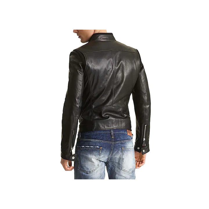 Men's Slim Fit Moto Leather Jacket
