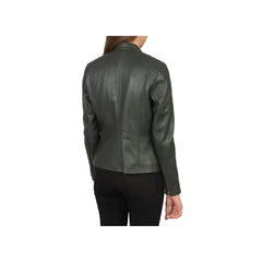 Women's Snap Collar Original Leather Biker Jacket