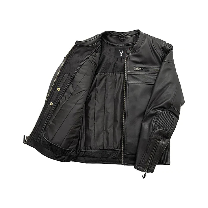 Men's Zipper Closure Motorcycle Jacket