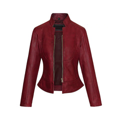 Women's Burgundy Slim Fit Premium Leather Jacket