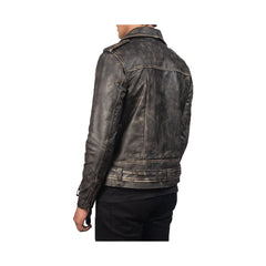 Men's Asymmetrical Belted Original Leather Jacket