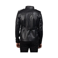 Men's Belted Snap Button Original Leather Jacket