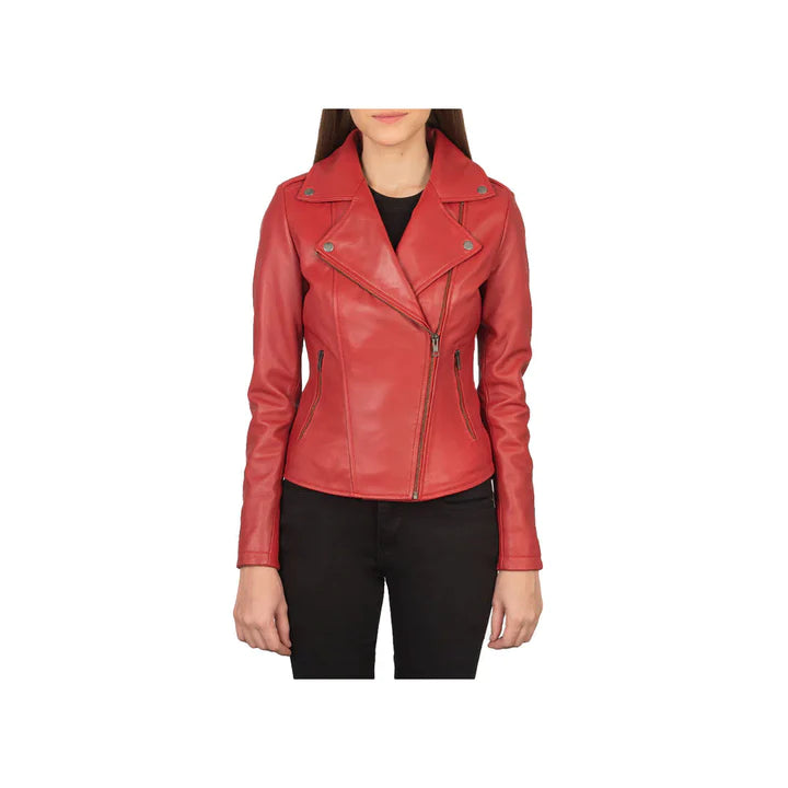 Women's Asymmetrical Original Leather Moto Jacket