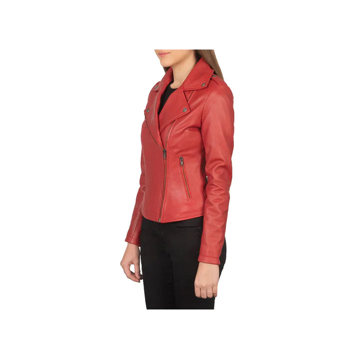 Women's Asymmetrical Original Leather Moto Jacket