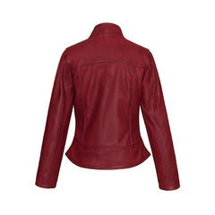 Women's Burgundy Slim Fit Premium Leather Jacket