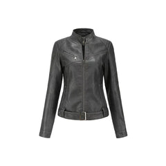 Women Margaret Black Slim Fit Leather Jacket