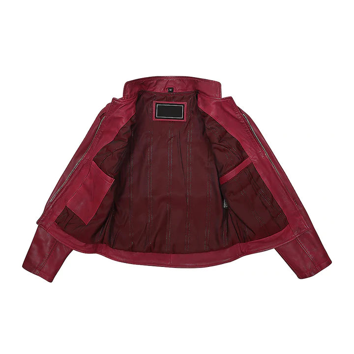 Women's Burgundy Slim Fit Premium Leather Jacket