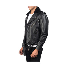 The Negan Black Asymmetrical Belted Moto Leather Jacket