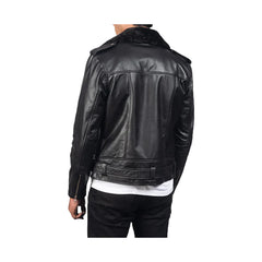 The Negan Black Asymmetrical Belted Moto Leather Jacket